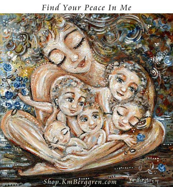 gifts for mom with 5 sons, fifth child baby gift, gift for mom with four kids gift basket, mother child artwork by Katie m. Berggren
