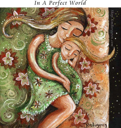 gifts for mom and baby, new baby gift, gift for new mom gift basket, mother daughter sleeping artwork by Katie m. Berggren