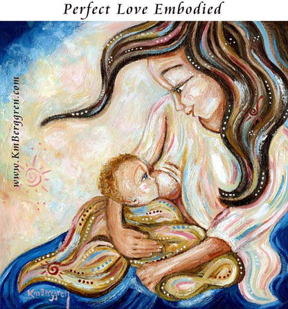 gift for breastfeeding nursing mom, nursing baby artwork, breast feeding painting by KmBerggren