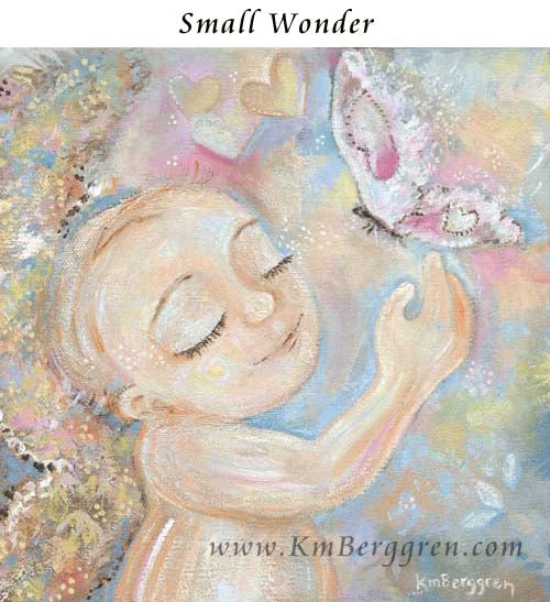 baby angel in pastel colors, winged baby with butterflies and hearts, pink and white butterfly, angel child loss, infant and pregnancy loss, gone but not forgotten, missing my baby art by Kmberggren