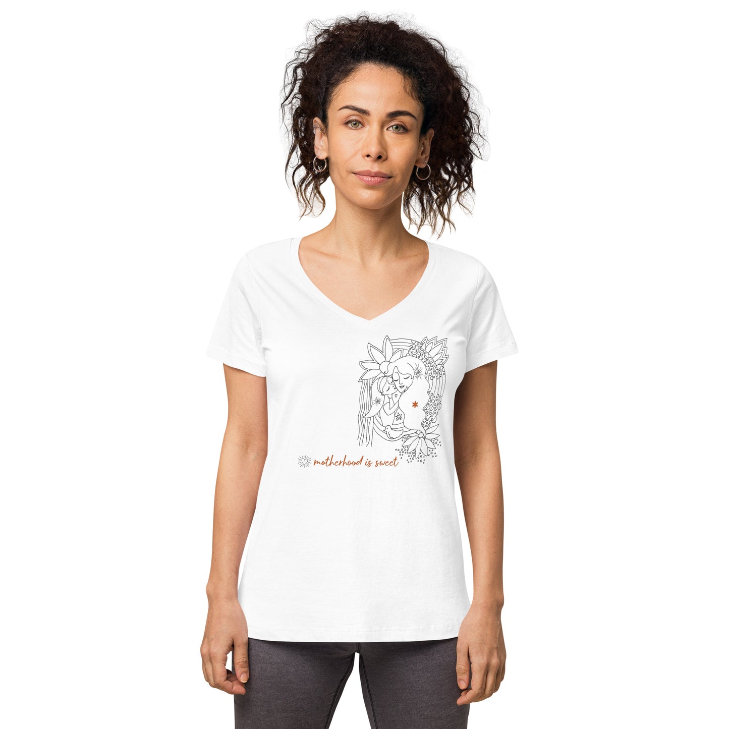 Motherhood Is Sweet ~ organic combed cotton ~ Women’s Fitted V-neck T-shirt