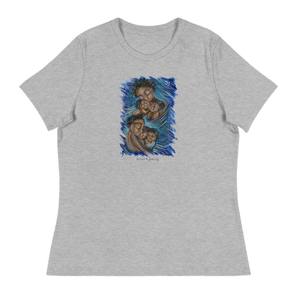 mother and child t-shirt, mom baby shirt, graphic tee motherhood, mother and kids graphic tee, mother child teeshirt, mama baby tee, baby mama t-shirt, tshirt motherhood, gift shirt for mom, wearable art for mom, new baby gift, new mom shirt, new mom gift, kmberggren art on shirts, art clothing, family of color shirt, women of color art, black family on tshirt, painting of black family, 